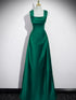 Green Satin A-line Floor Length Sweetheart Prom Dress, Green Satin Evening Dress